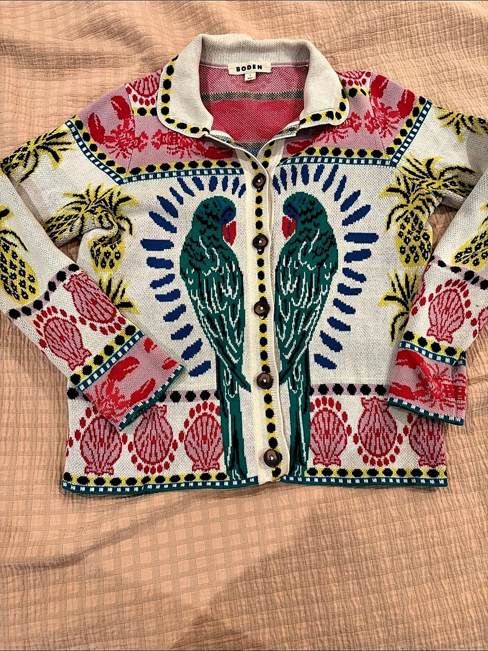 Boden Multicolor Cotton Cardigan Size Small Like New